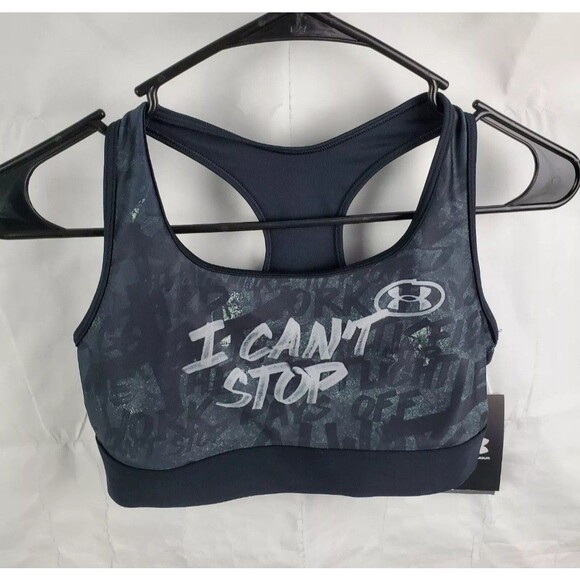 Under Armour Sports Bra Womens SMALL Black HG Mid Alter Ego Active Athletic New - Picture 1 of 4